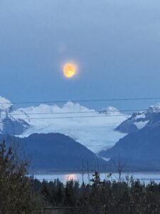 Moon over Grewingk Glacier